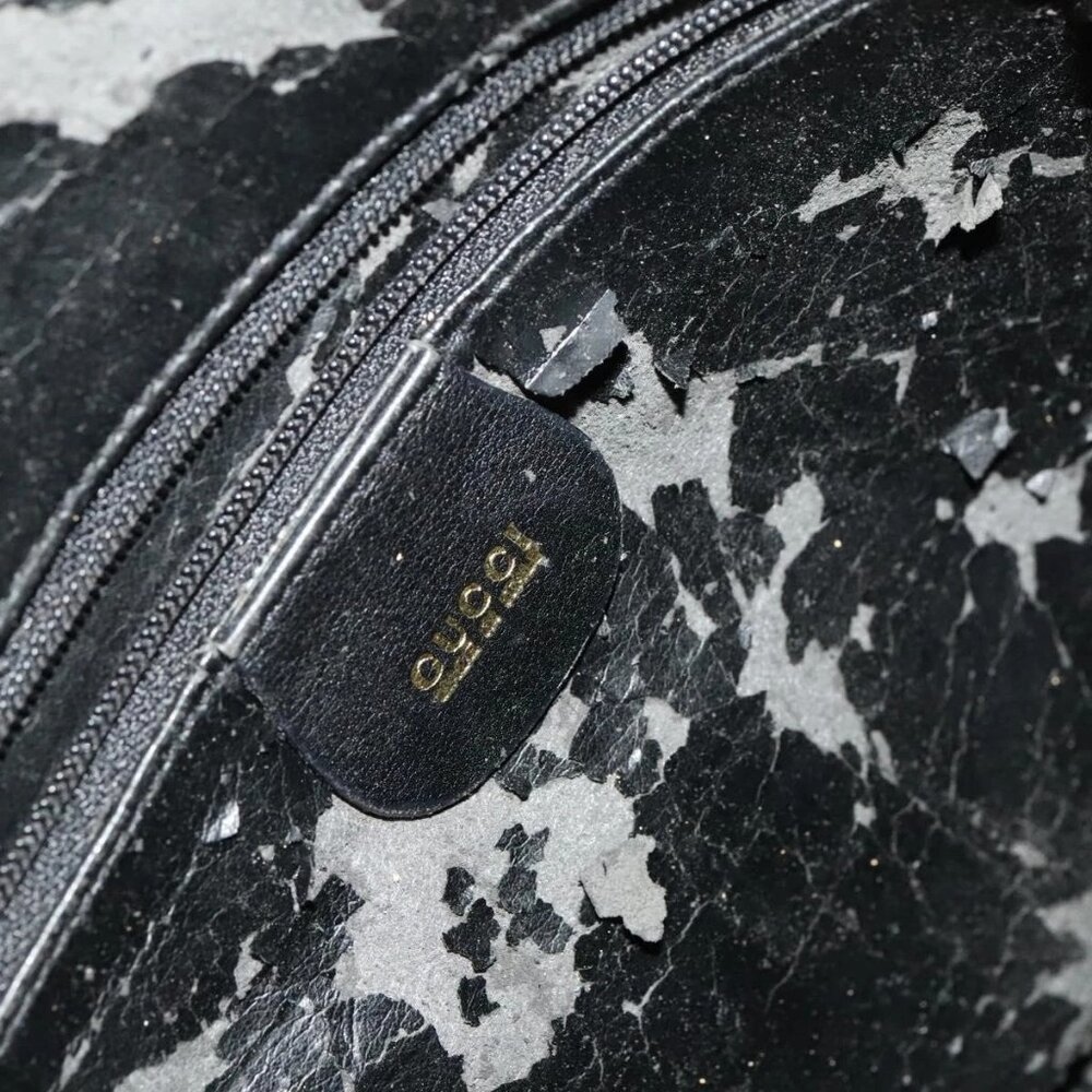 GUCCI Bamboo Hand Bag Leather 2way Black Gold - Picture 14 of 16